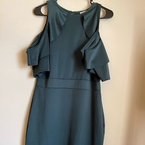 Janette plus Women’s Cold-Shoulder dress in forest green, Size 1XL